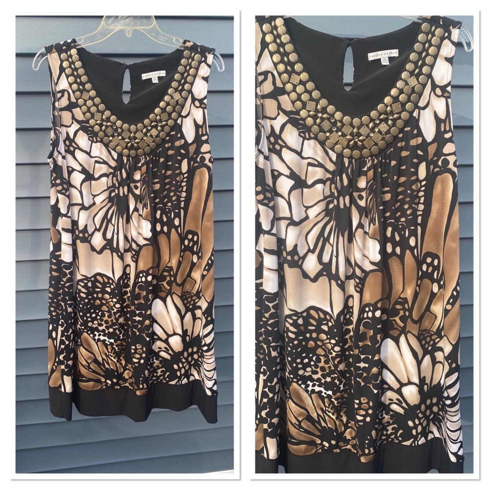 Sandra Darren Black and Tan dress.